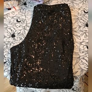 Loft Black Sequin Ankle Pant